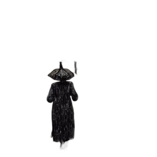 dress, hat, staff, umbrella transparent PNG cut-out