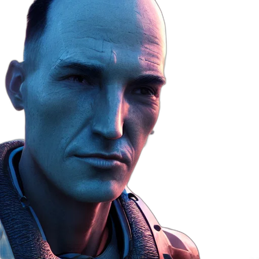 robot, face, 3d render, concept art, photorealistic, cyberpunk, outer space, blue transparent PNG cut-out