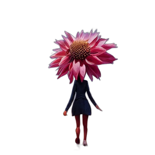 flower, umbrella, dress, staff, 3d render, concept art, photorealistic, pixel art transparent PNG cut-out