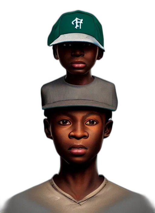 hat, face, mask, photorealistic, concept art, 3d render, cartoon, green transparent PNG cut-out