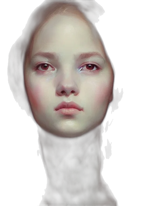 face, mask, hair, robot, photorealistic, 3d render, concept art, fantasy art transparent PNG cut-out