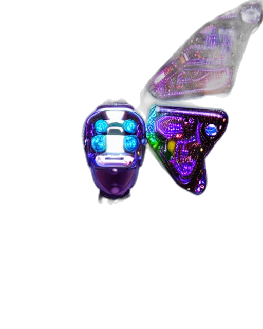 mask, jewelry, robot, weapon, cyberpunk, vaporwave, 3d render, concept art transparent PNG cut-out