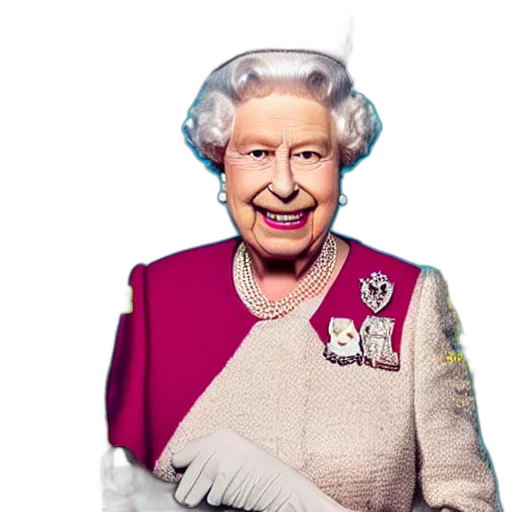 crown, dress, face, jewelry, photorealistic, queen, england, grinning transparent PNG cut-out