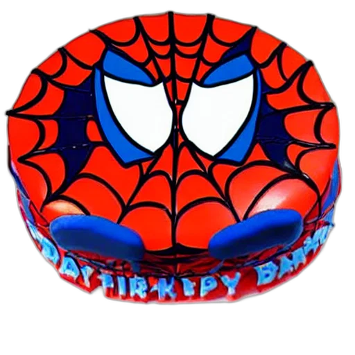 3d render, chinese, knockoff, spider, man, birthday, cake transparent PNG cut-out