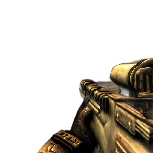 weapon, 3d render, concept art, photorealistic, golden, earth tones, screenshot, taken transparent PNG cut-out
