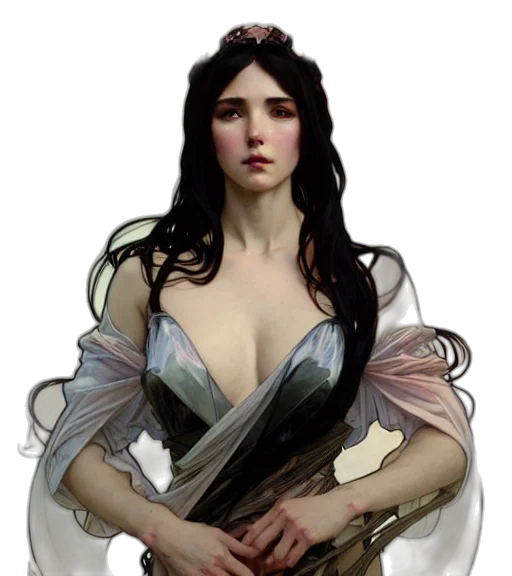 dress, jewelry, fantasy art, concept art, photorealistic, pixel art, dark, character transparent PNG cut-out