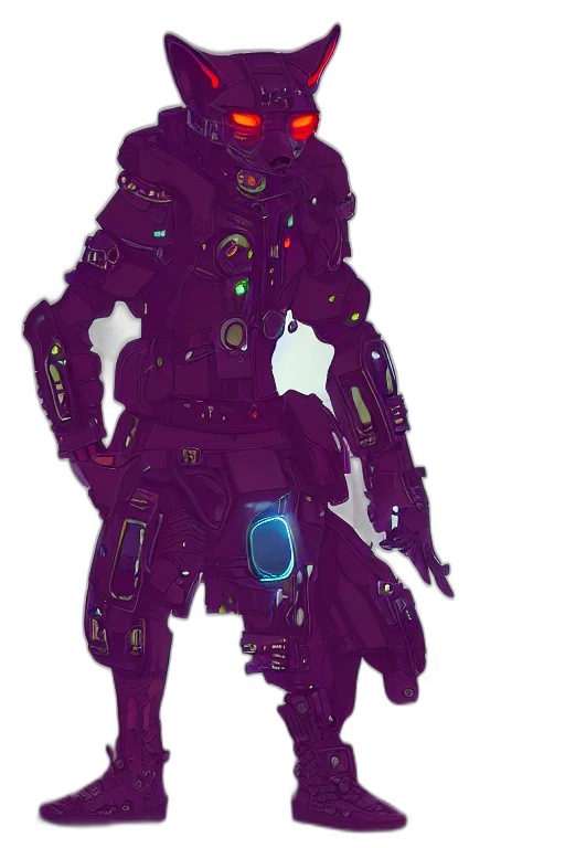 robot, weapon, jacket, staff, concept art, cyberpunk, fantasy art, 3d render transparent PNG cut-out