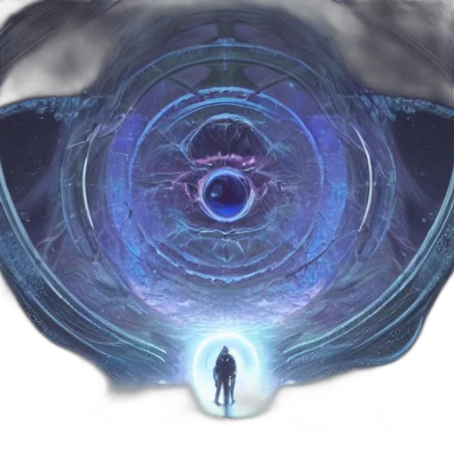 mask, face, creature, hair, concept art, 3d render, outer space, underwater transparent PNG cut-out
