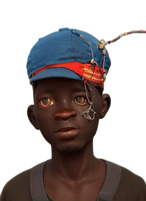 hat, face, mask, staff, concept art, 3d render, photorealistic, fantasy art transparent PNG cut-out