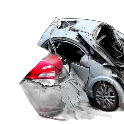 car, 3d render, crash transparent PNG cut-out