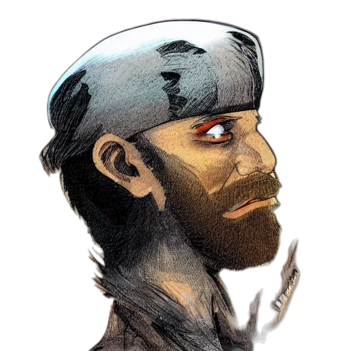 face, mask, hat, robot, comic book art, concept art, watercolor, cartoon transparent PNG cut-out