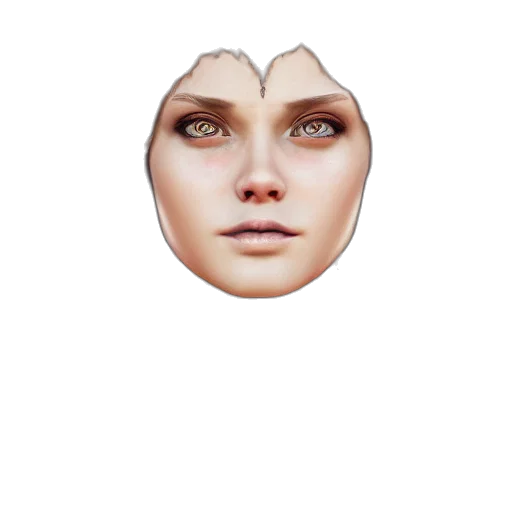 face, mask, crown, hair, photorealistic, 3d render, concept art, pixel art transparent PNG cut-out