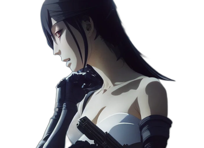 mask, weapon, dress, robot, concept art, 3d render, anime, fantasy art transparent PNG cut-out