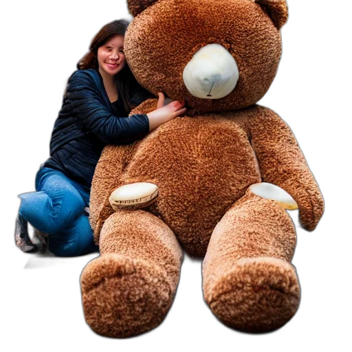 huge, teddybear, sitting, streets transparent PNG cut-out
