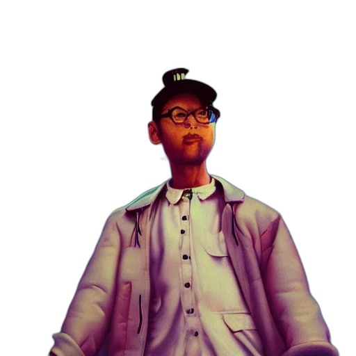 jacket, staff, hat, face, 3d render, concept art, cartoon, photorealistic transparent PNG cut-out