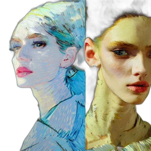 face, photorealistic, oil painting, concept art transparent PNG cut-out