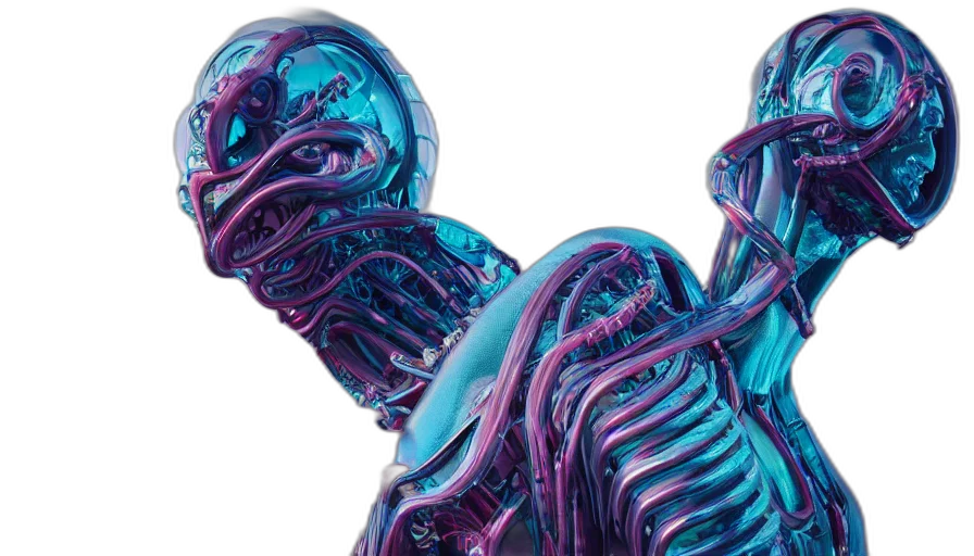 creature, robot, animal, vaporwave transparent PNG cut-out