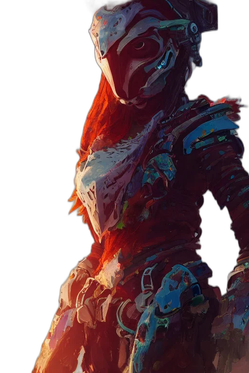 dress, mask, jacket, robot, concept art, cyberpunk, fantasy art, comic book art transparent PNG cut-out