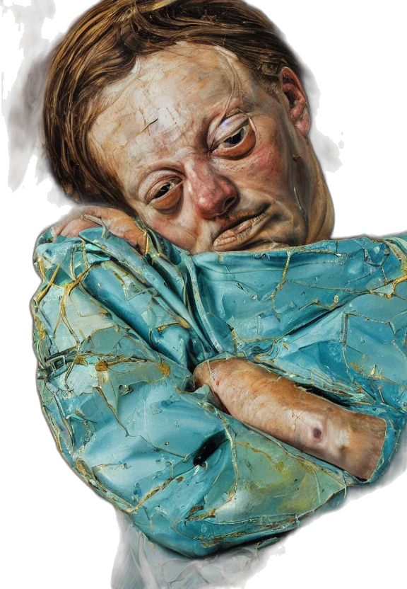 face, jacket, mask, oil painting transparent PNG cut-out