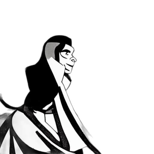 dress, mask, staff, comic book art transparent PNG cut-out
