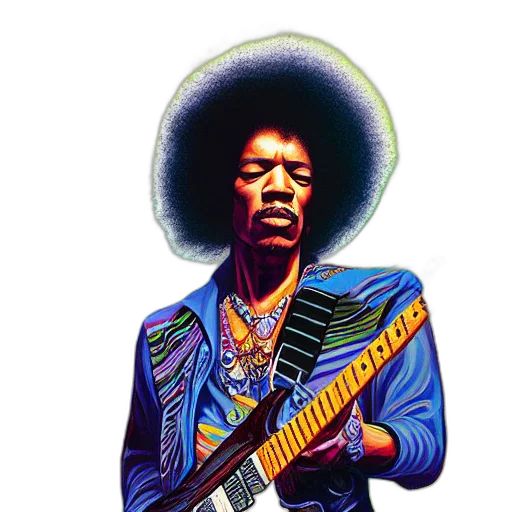 photorealistic, jimi, hendrix, jeffrey transparent PNG cut-out
