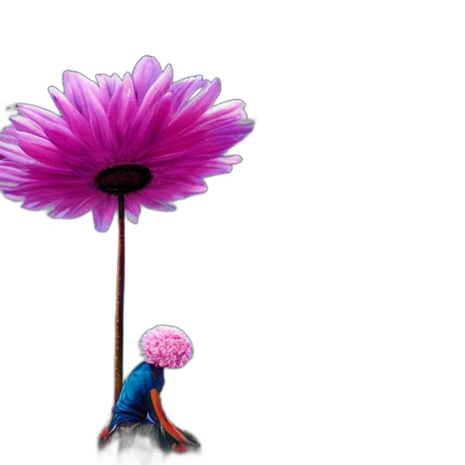 flower, umbrella, hat, crown, 3d render, photorealistic, concept art, giant transparent PNG cut-out