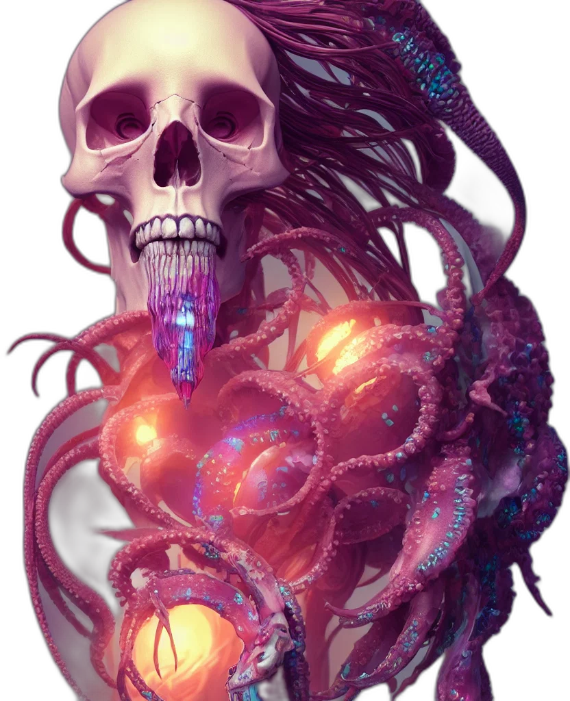 creature, mask, concept art, fantasy art, cyberpunk, pixel art, neon lights, fire transparent PNG cut-out