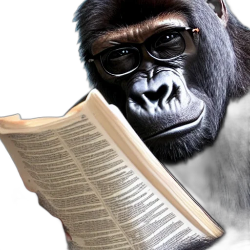 animal, photorealistic, gorilla, wearing transparent PNG cut-out