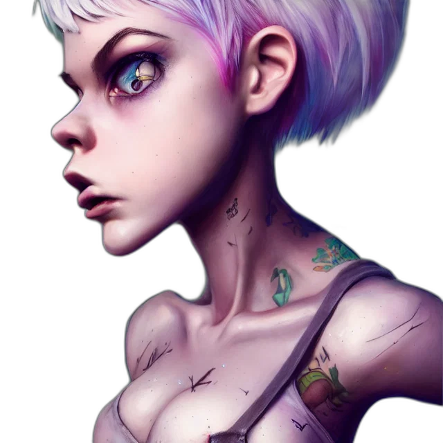 face, robot, jewelry, fantasy art, cyberpunk, concept art, comic book art, neon lights transparent PNG cut-out