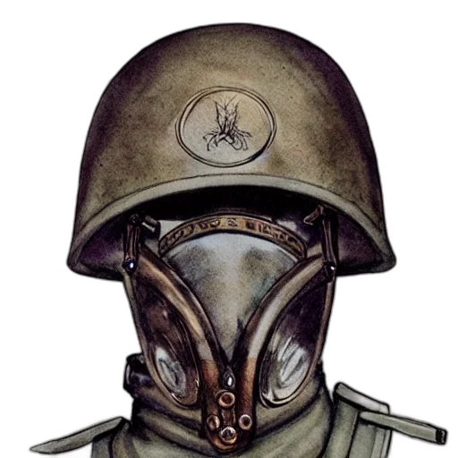 mask, hat, face, jacket, concept art, watercolor, fantasy art, comic book art transparent PNG cut-out