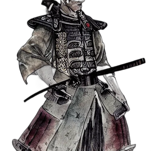 staff, sword, weapon, jacket, concept art, fantasy art, watercolor, photorealistic transparent PNG cut-out