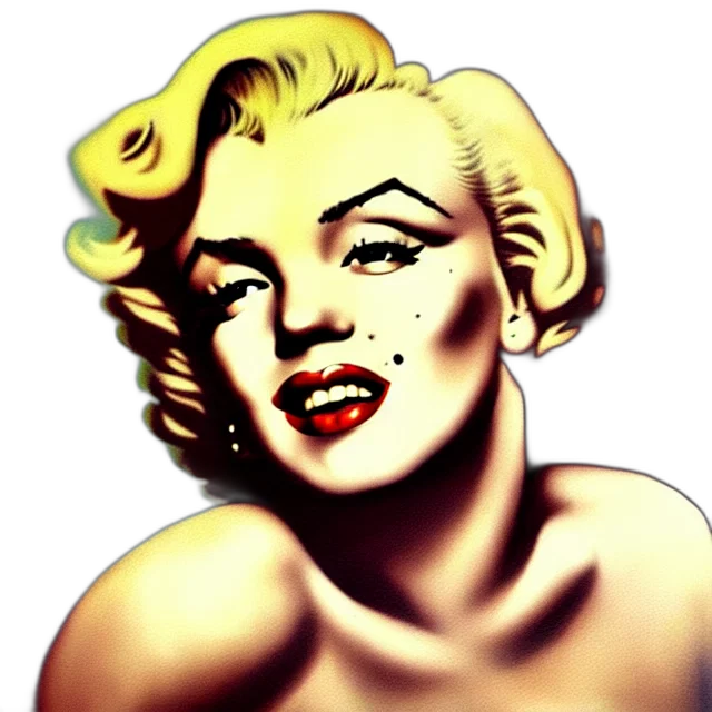 face, comic book art, cartoon, photorealistic, concept art, beautiful, marilyn, monroe transparent PNG cut-out