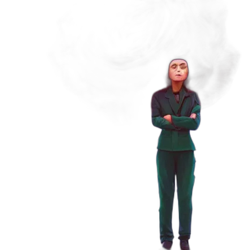 staff, jacket, face, mask, pixel art, concept art, 3d render, photorealistic transparent PNG cut-out