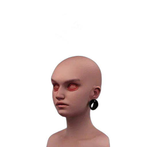 face, mask, jewelry, creature, 3d render, concept art, cyberpunk, photorealistic transparent PNG cut-out