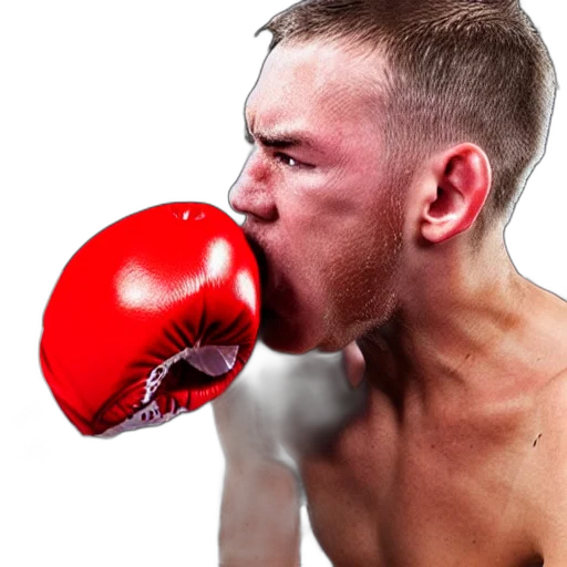 face, mask, weapon, photorealistic, boxer, punching, self, teeth transparent PNG cut-out