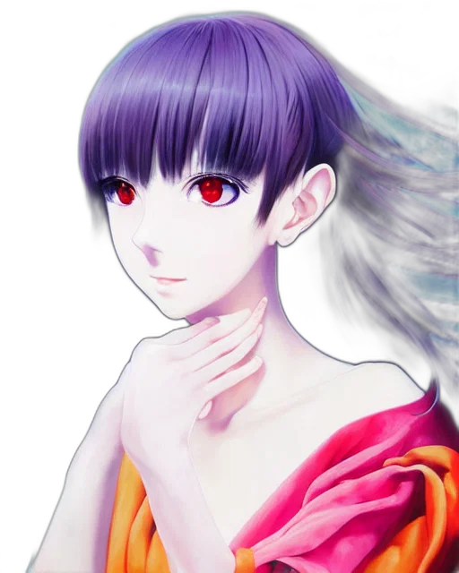 face, dress, flower, creature, anime, photorealistic, fantasy art, watercolor transparent PNG cut-out