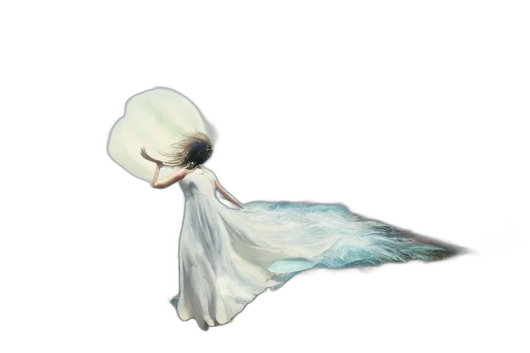 dress, hair, mask, umbrella, concept art, 3d render, fantasy art, photorealistic transparent PNG cut-out