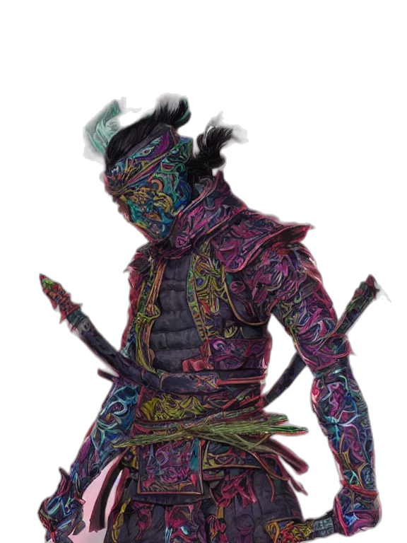 mask, staff, sword, jacket transparent PNG cut-out