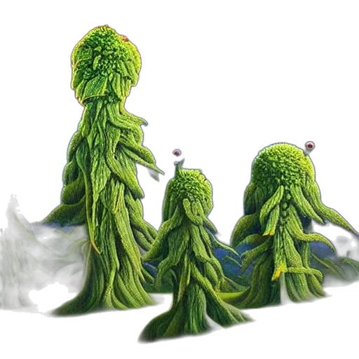 tree, creature, concept art, 3d render, fantasy art, pixel art, forest, fog transparent PNG cut-out