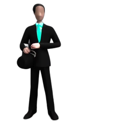 staff, jacket, cartoon, 3d render, concept art, pixel art, simple, businessman transparent PNG cut-out