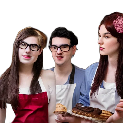 3d render, photorealistic, cartoon, concept art, three, young, adults, working transparent PNG cut-out