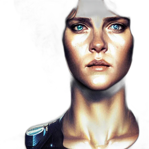 robot, face, photorealistic, comic book art, concept art, cyberpunk, outer space, beautiful transparent PNG cut-out