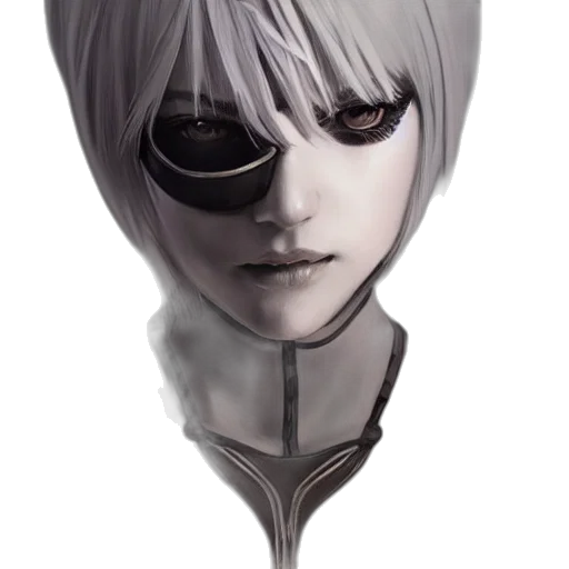 mask, face, robot, sword, concept art, fantasy art, anime, comic book art transparent PNG cut-out