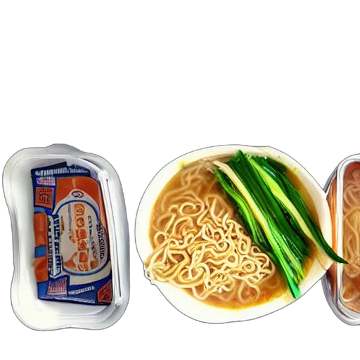 food, 3d render, photorealistic, school, lunch, ramen transparent PNG cut-out