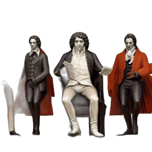 concept art, 3d render, fantasy art, comic book art, mozart, beethoven, bach, liszt transparent PNG cut-out