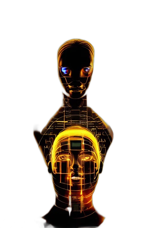 robot, mask, face, cyberpunk, pixel art, concept art, 3d render, neon lights transparent PNG cut-out