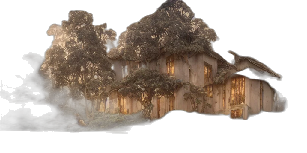 building, tree, concept art, 3d render transparent PNG cut-out