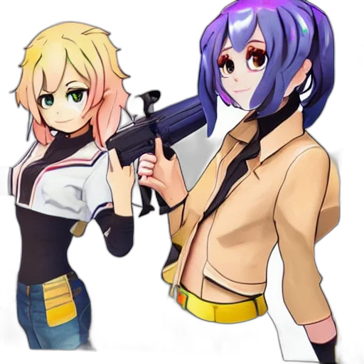 weapon, staff, sword, jacket, anime, pixel art, concept art, cartoon transparent PNG cut-out