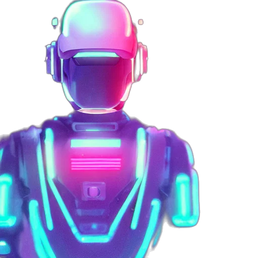 robot, cyberpunk, vaporwave, 3d render transparent PNG cut-out