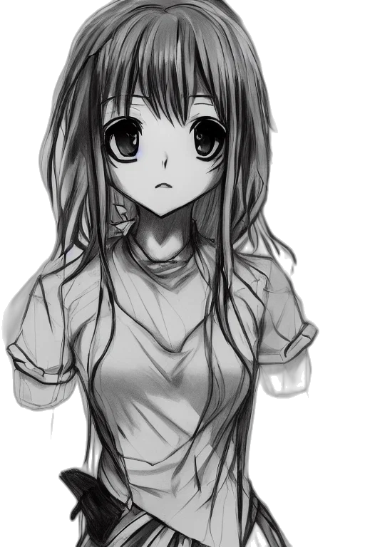 dress, face, hair, staff, anime, cartoon, pencil sketch, pixel art transparent PNG cut-out